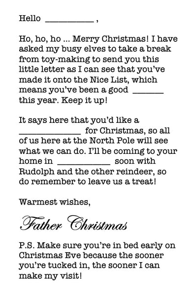 mini letter from Father Christmas